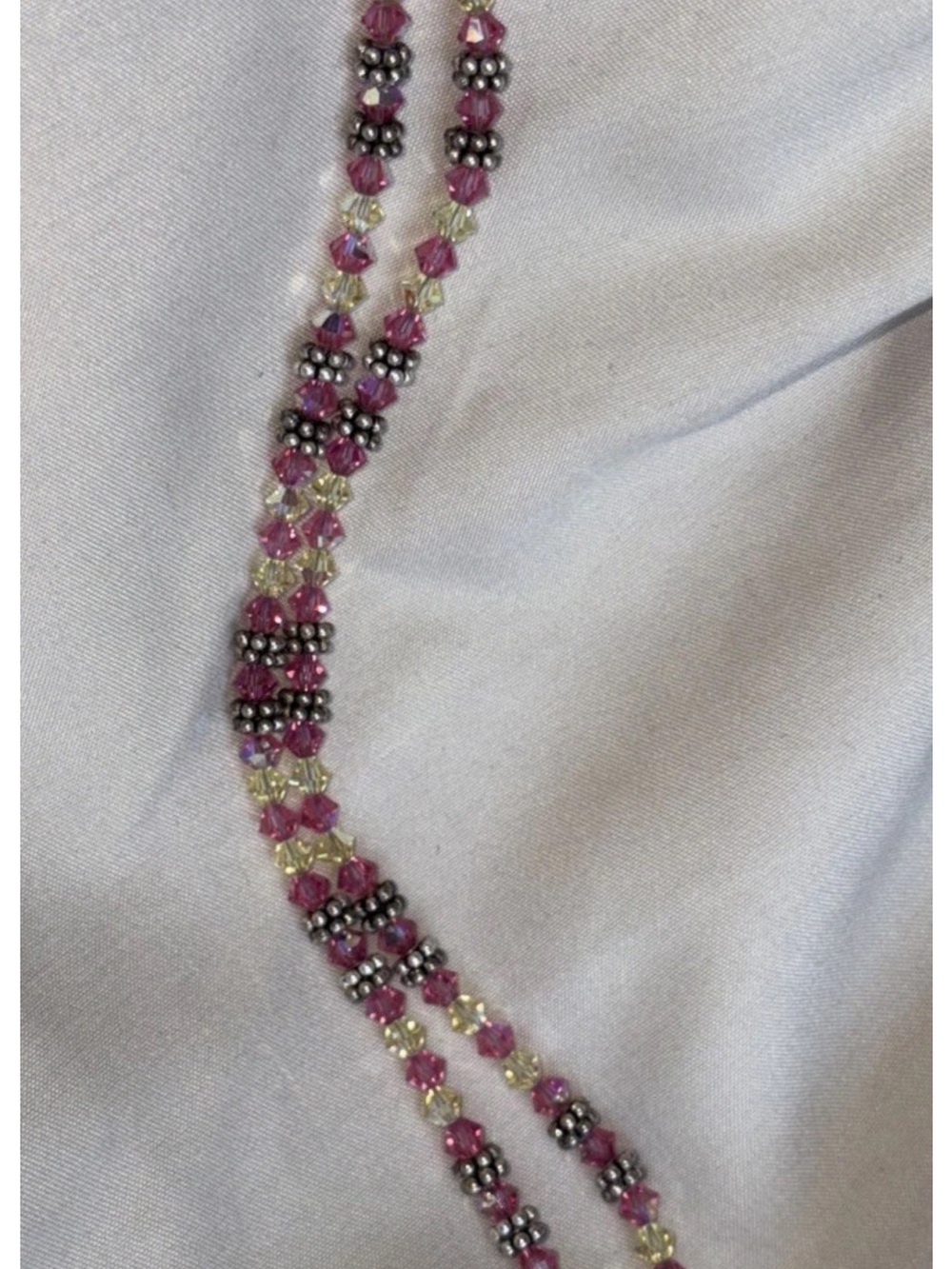 Vintage 925 sterling silver PInk and clear crystal bracelet with Toggle clasp